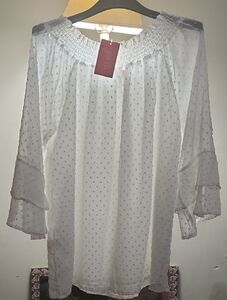 White Flutter Sleeve Ruffled Blouse